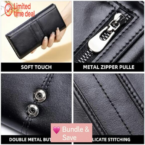 Slim RFID Blocking Leather Wallet with Coin Pocket ID Window Bifold - Picture 6 of 7